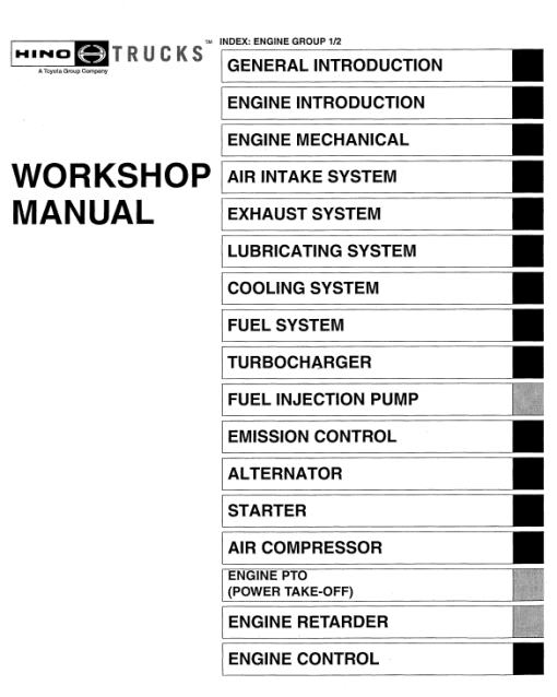 Hino 145, 165, 185, 238, 258LP, 268, 308, 338 Series Year 2009 Repair Manual - Image 4