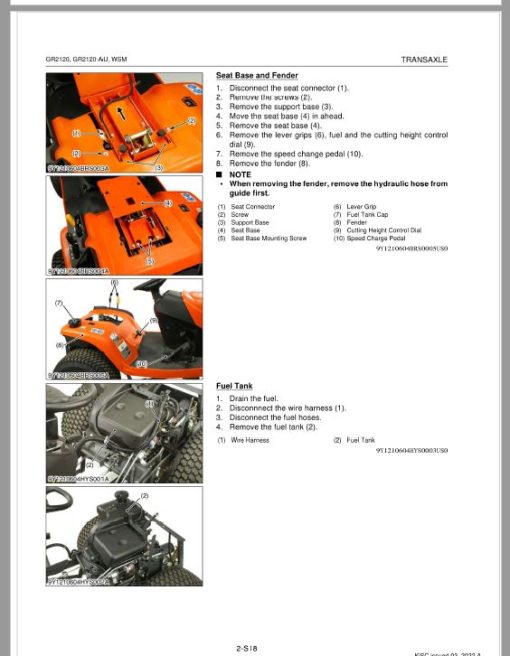 Kubota GR2120, GR2120-AU Lawn Mower Workshop Service Repair Manual - Image 4