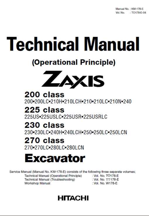 Hitachi ZX200, ZX225USR, ZX230 and ZX270 ZAXIS Excavator Repair Manual - Image 2