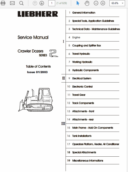 Liebherr Crawler Dozers Series 2 Service Manual TM-1945 & TM-1946 - Image 5