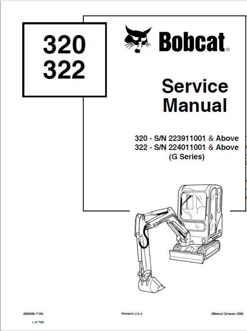 Bobcat 320, 320L and 322 Excavator Service Manual - Image 4