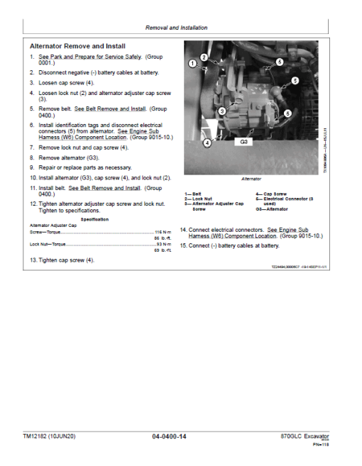 John Deere 870GLC Excavator Repair Technical Manual (S.N after E870001 -) - Image 4