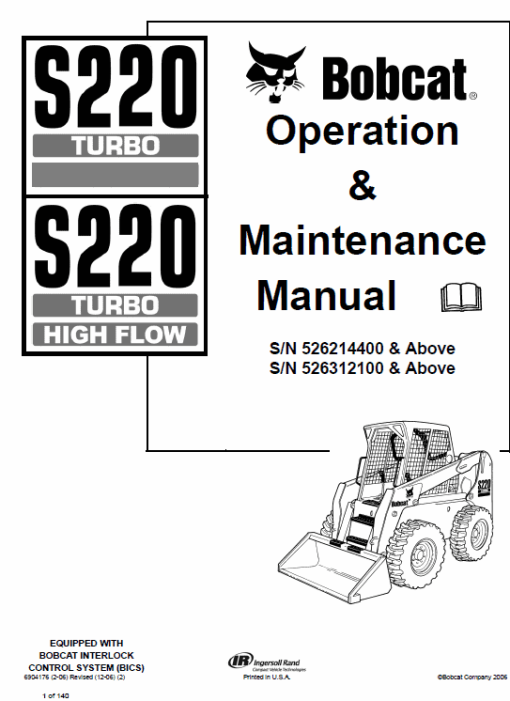 Bobcat S220 Turbo Skid-Steer Loader Service Manual - Image 7