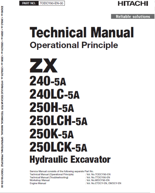 Hitachi ZX240-5A, ZX240LC-5A and ZX250LCH-5A Excavator Repair Manual - Image 4