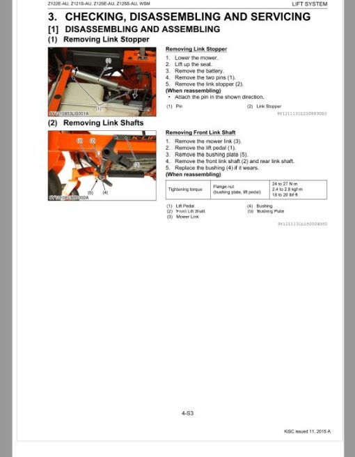 Kubota Z122E-AU, Z121S-AU, Z125E-AU, Z125S-AU Mower Workshop Repair Manual - Image 4