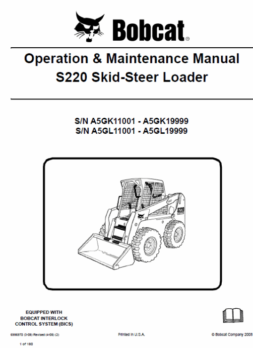 Bobcat S220 Skid-Steer Loader Service Manual - Image 9