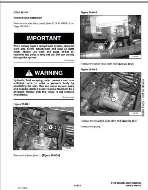 Bobcat B100 Loader Service Repair Manual - Image 4