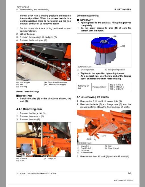 Kubota Z411KW-AU, Z421KW-AU, Z412KW-AU, Z422KW-AU Mower Repair Manual - Image 4