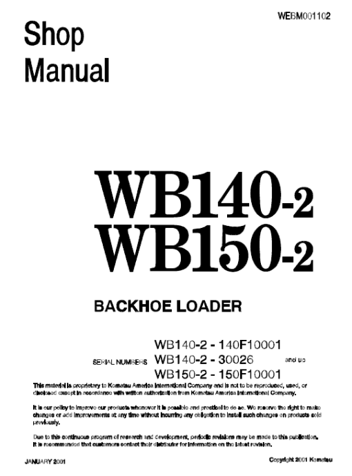 Komatsu WB140-2 and WB150-2 Backhoe Loader Service Manual - Image 7