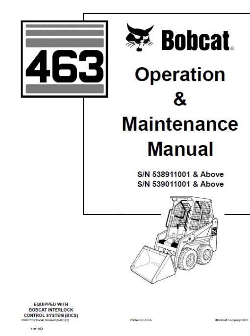 Bobcat 463 Skid-Steer Loader Service Manual - Image 2