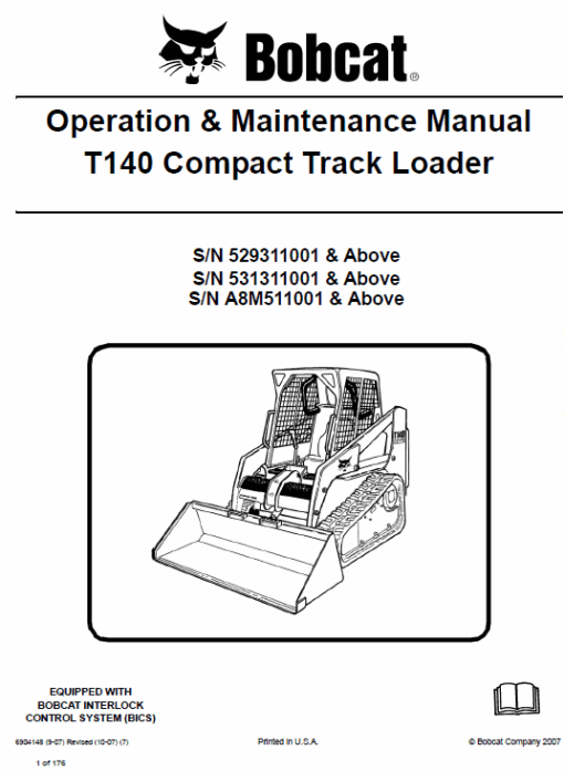 Bobcat T140 Compact Loader Service Manual - Image 9