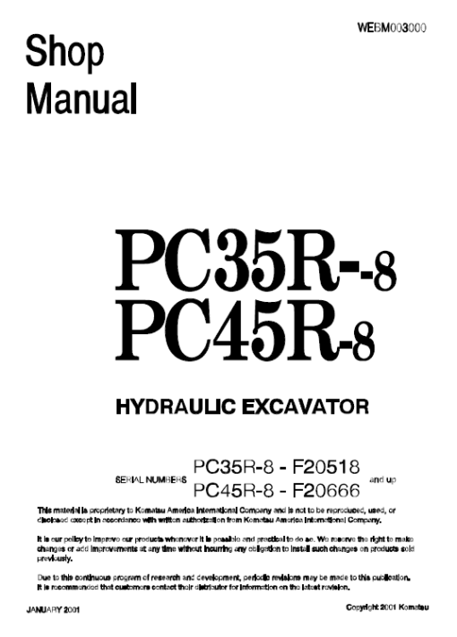 Komatsu PC30R-8, PC35R-8, PC40R-8, PC45R-8 Excavator Service Manual - Image 4