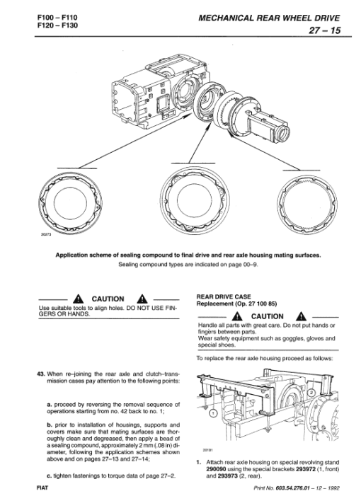 Fiat F100, F110, F120, F130 Tractor Workshop Service Manual - Image 4