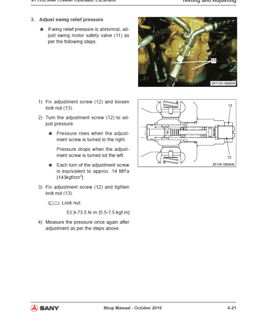 Sany SY135C Hydraulic Excavator Repair Service Manual - Image 4