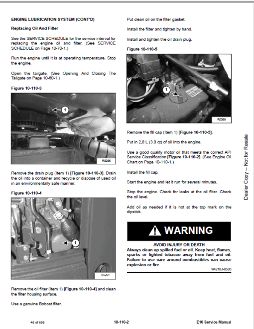 Bobcat E10 Excavator Repair Service Manual - Image 4