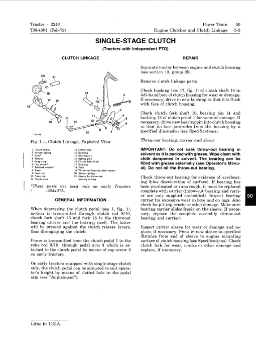 John Deere 2240 Tractor Repair Technical Manual - Image 4