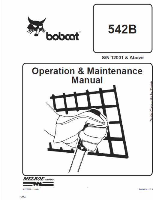 Bobcat 542B Skid-Steer Loader Service Manual - Image 3