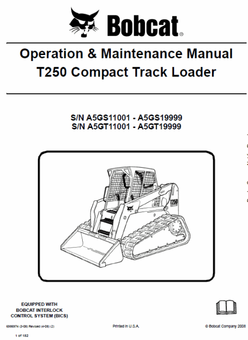 Bobcat T250 Loader Service Manual - Image 2