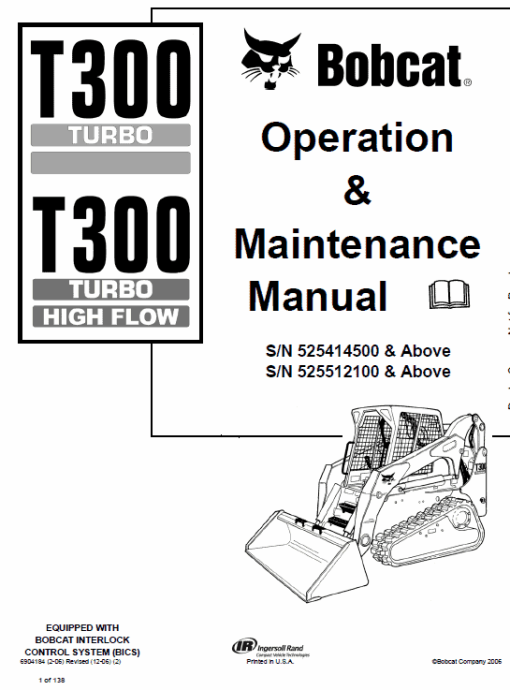 Bobcat T300 Turbo, T300 Turbo High Flow Service Manual - Image 7