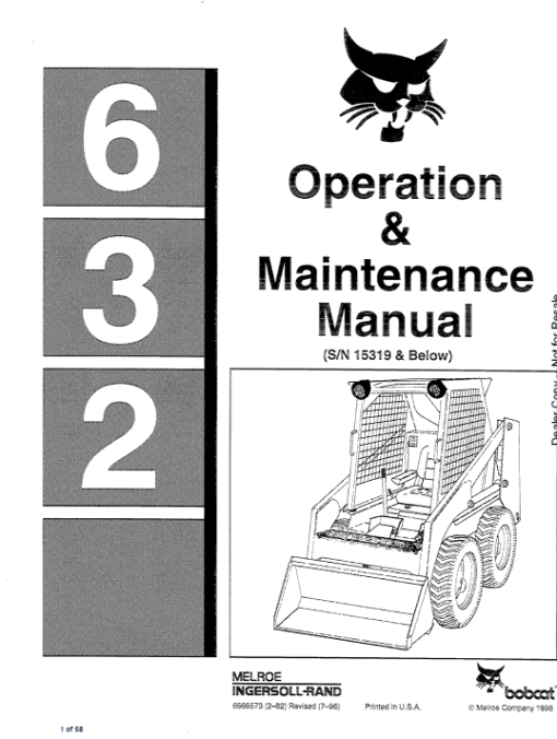 Bobcat 630, 631 and 632 Skid-Steer Loader Service Manual - Image 4