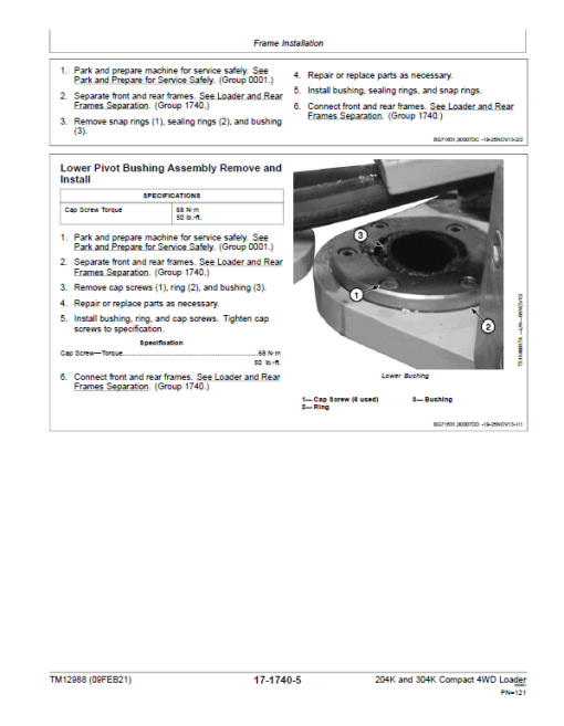 John Deere 204K, 304K Compact 4WD Loader Technical Manual ( S.N after B030847 -) - Image 4