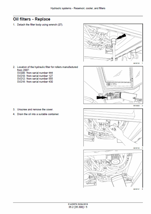 Case SV212D, SV216D Vibratory Roller Service Manual - Image 4