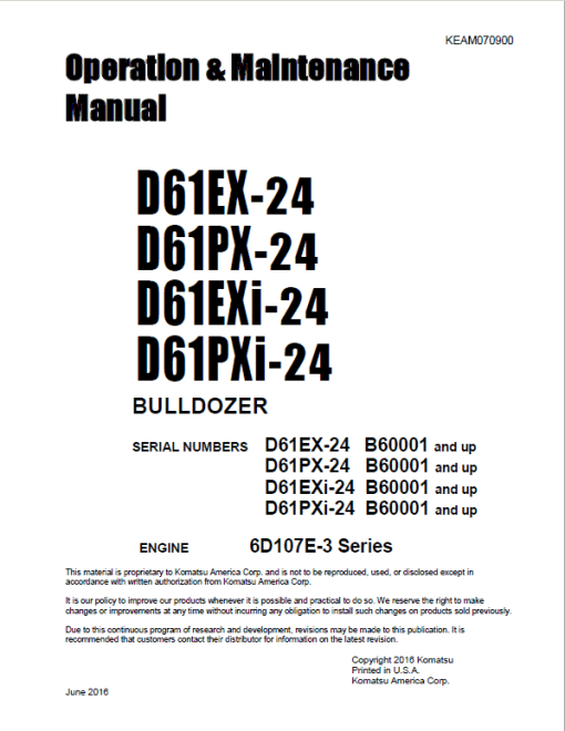 Komatsu D61EXi-24, D61PXi-24 Dozer Service Manual - Image 4