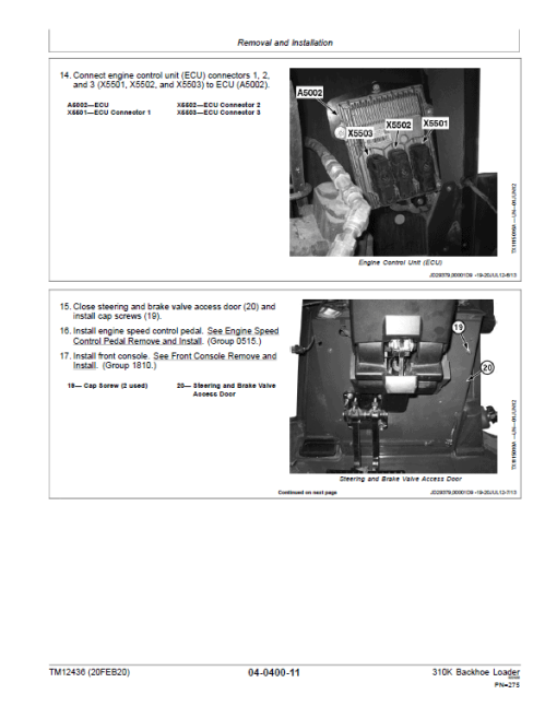 John Deere 310K Backhoe Loader Repair Technical Manual (S.N after E219607 - ) - Image 4