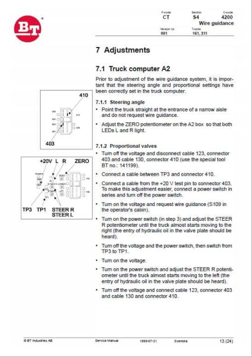 BT CTX 1300SEi, CTX 1300SEi-SF Forklift Truck Service Manual - Image 4