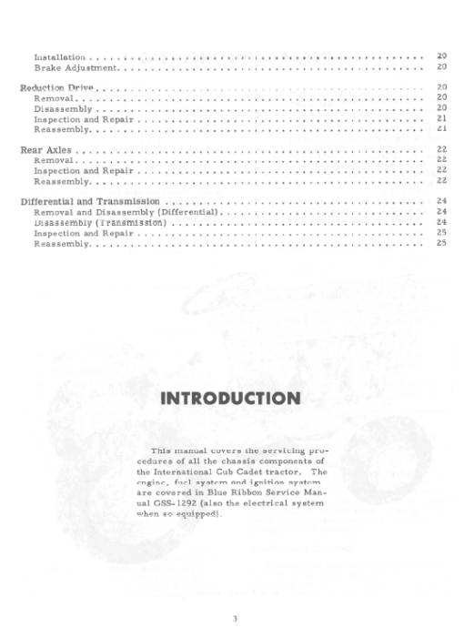 Cub Cadet Original Tractor Chassis and Engine Service Manual - Image 3