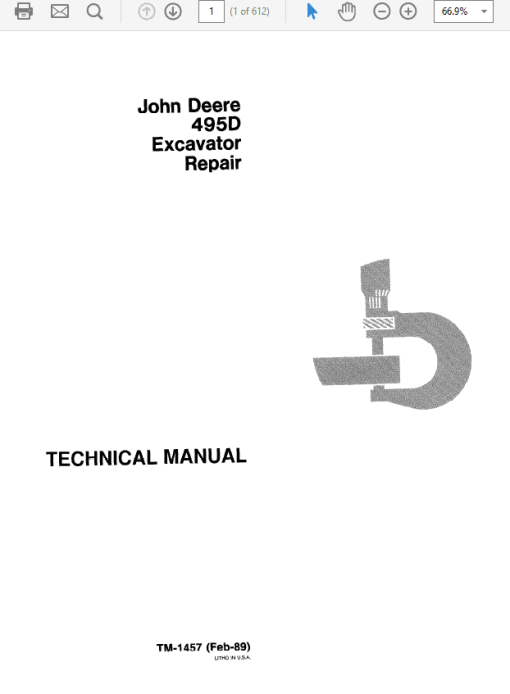 John Deere 495D Excavator Repair Technical Manual