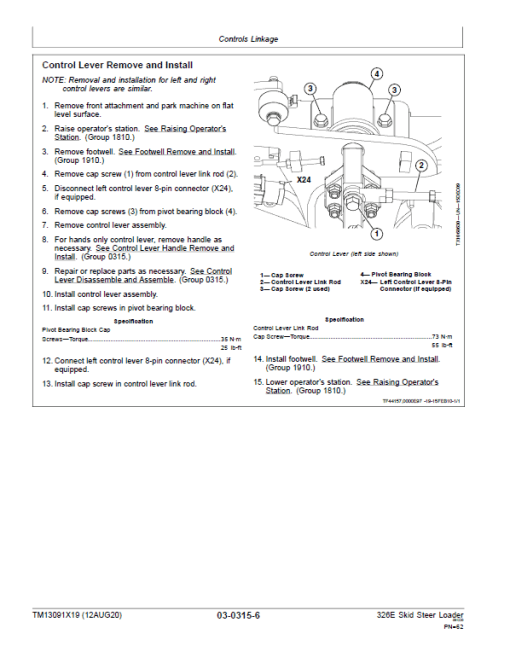 John Deere 326E SkidSteer Loader Technical Manual (Manual Controls - SN after J247388) - Image 4