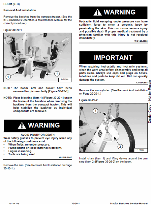 Bobcat 6TB, 7TB, 8TB Backhoe Tractor Service Manual - Image 3