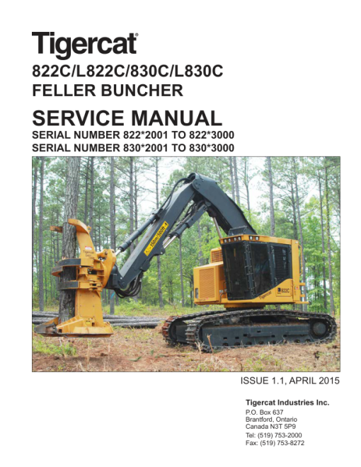 Tigercat 822C, L822C, 830C, L830C Feller Buncher Repair Service Manual