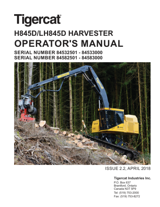 Tigercat H845D, LH845D Harvester Repair Service Manual (84532501 -  84583000) - Image 5