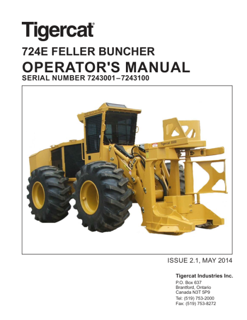 Tigercat 724E Feller Buncher Repair Service Manual (SN 7241001 - 7243100) - Image 2