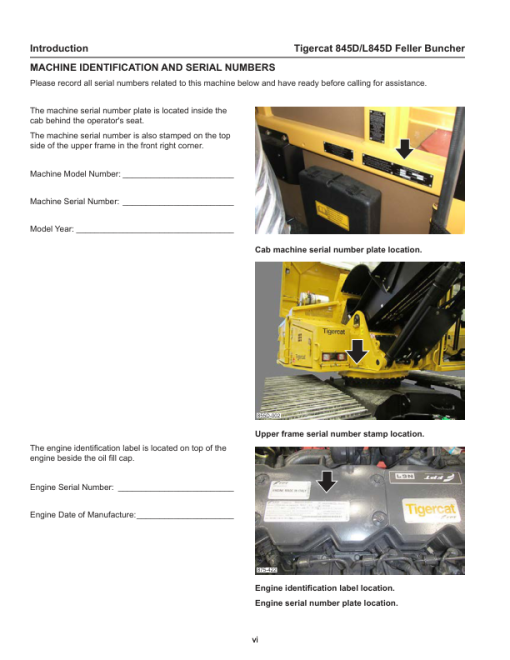 Tigercat 845D, 845T, L845D Feller Buncher Repair Service Manual - Image 2