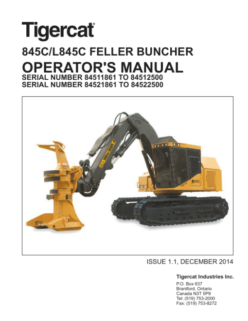 Tigercat 845C, L845C Feller Buncher Repair Service Manual - Image 2