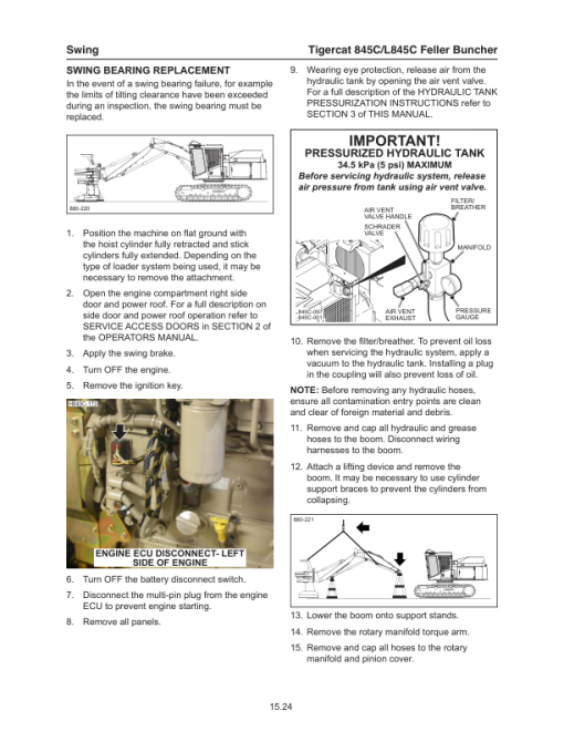 Tigercat 845C, L845C Feller Buncher Repair Service Manual - Image 4