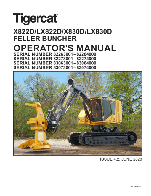 Tigercat X822D, LX822D, X830D, LX830D Feller Buncher Repair Service Manual - Image 2