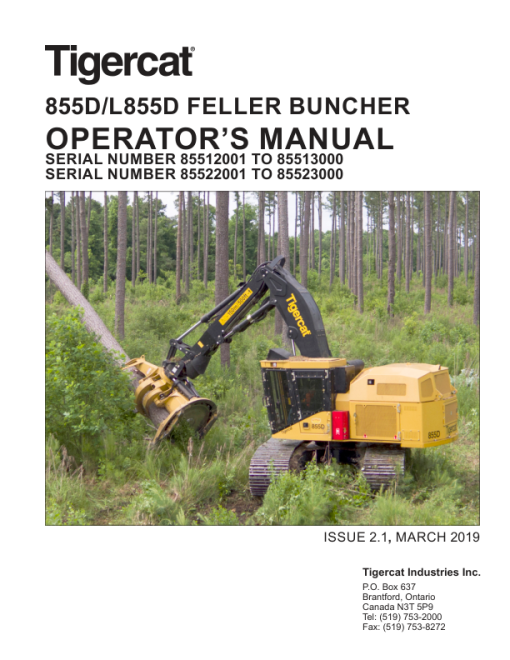 Tigercat 855D, L855D Feller Buncher Repair Service Manual - Image 2