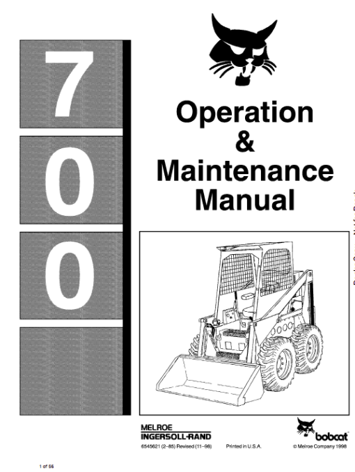 Bobcat 700, 720, 721 and 722 Skid-Steer Loader Service Manual - Image 2