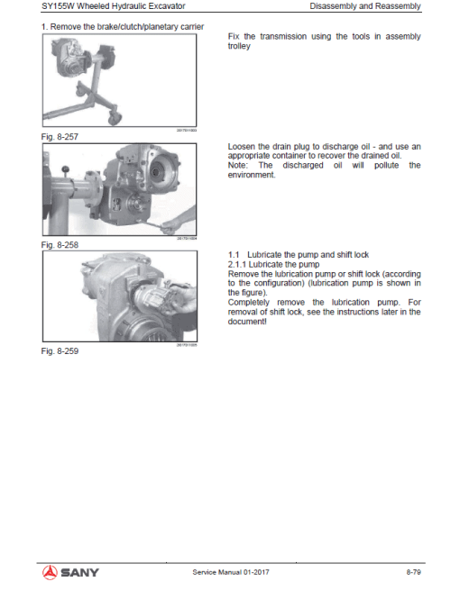 Sany SY155W Hydraulic Excavator Repair Service Manual - Image 5