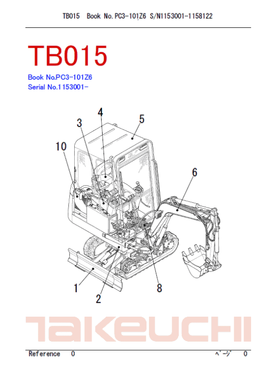 Takeuchi TB015 Compact Excavator Service Manual - Image 4