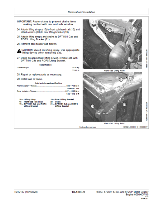 John Deere 670G, 670GP, 672G, 672GP Grader Manual (S.N 634380 - 656507 & Engines W16) - Image 5