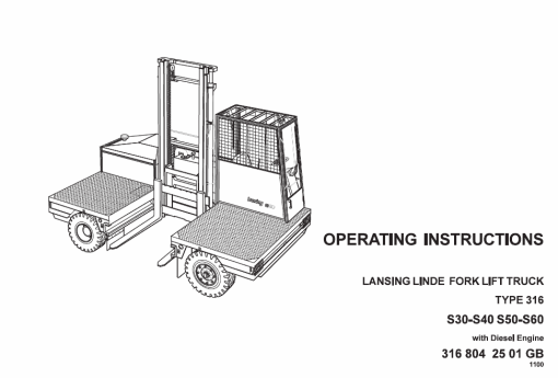 Linde S30, S30W, S40, S40W, S50, S50W, S60, S60W Forklift 316 Series Repair Manual - Image 4