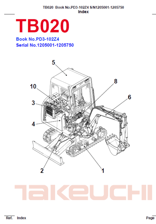 Takeuchi TB020 Compact Excavator Service Manual - Image 3