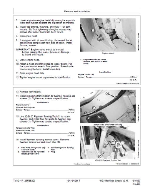 John Deere 410J Backhoe Loader Repair Technical Manual (S.N before - 161616 ) - Image 5