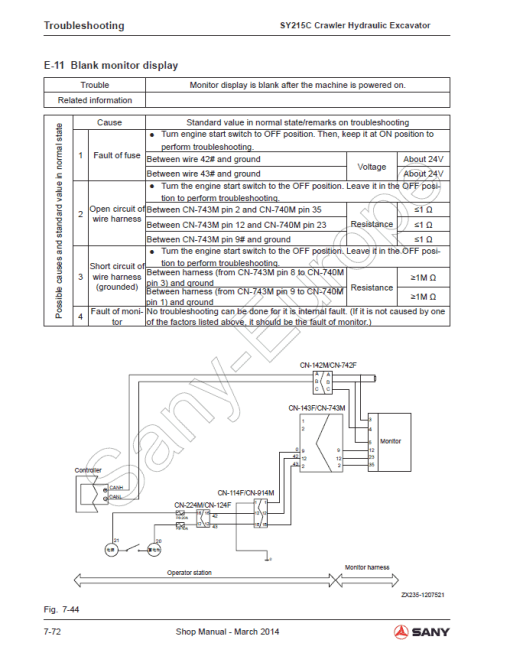 Sany SY215C Hydraulic Excavator Repair Service Manual - Image 5