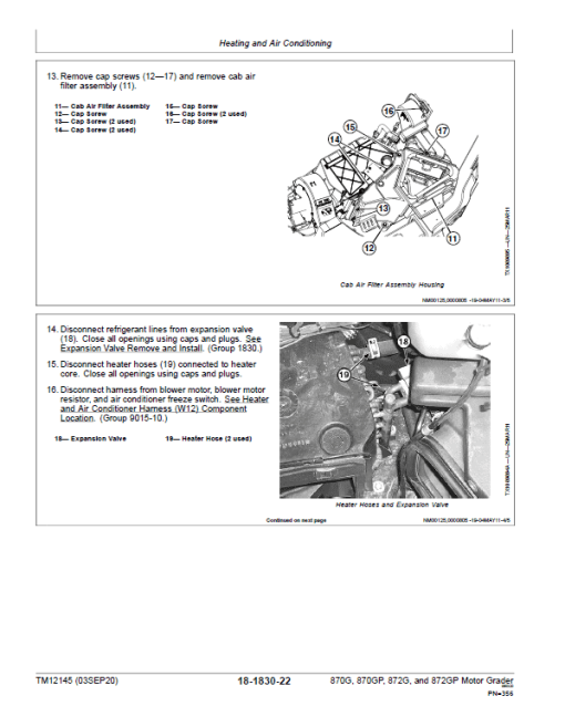 John Deere 870G, 870GP, 872G, 872GP Grader Manual (S.N 634380 -656507 & Engine W11) - Image 5